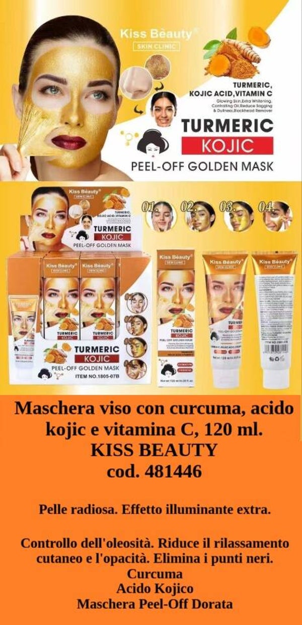 maschera viso con curcuma, acido kojico e vitamina C Kiss Beauty
