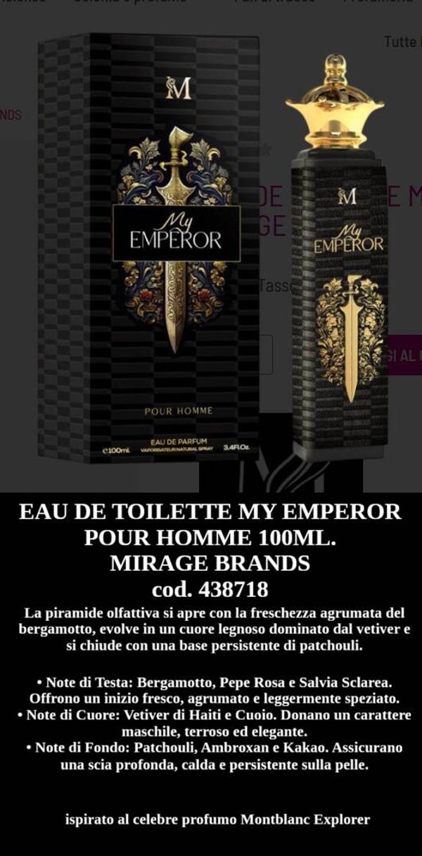 eau de toilette my emperor Mirage Brands