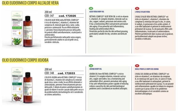 olio eudermico corpo Retinol Complex