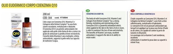 olio eudermico corpo coenzima Q10 Retinol Complex