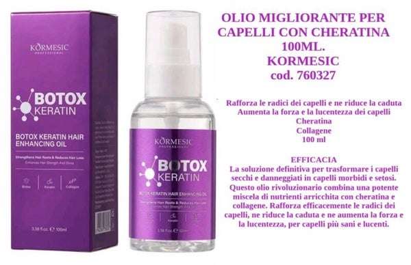 olio migliorante per capelli con cheratina Kormesic