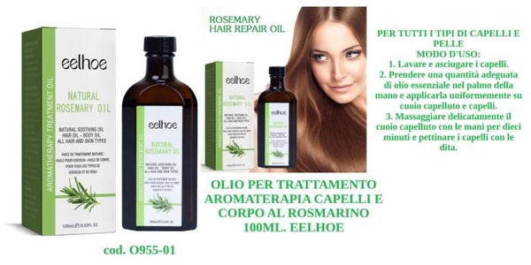 olio per trattamento aromaterapia per capello e corpo al rosmarino Eelhoe