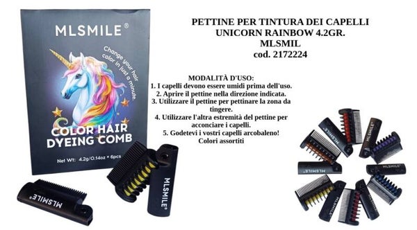 pettine per tintura dei capelli unicorn rainbow Mlsmile