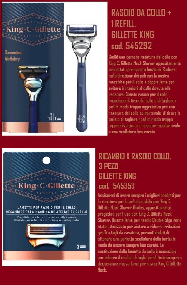 rasoio da collo + ricambi Gillette King