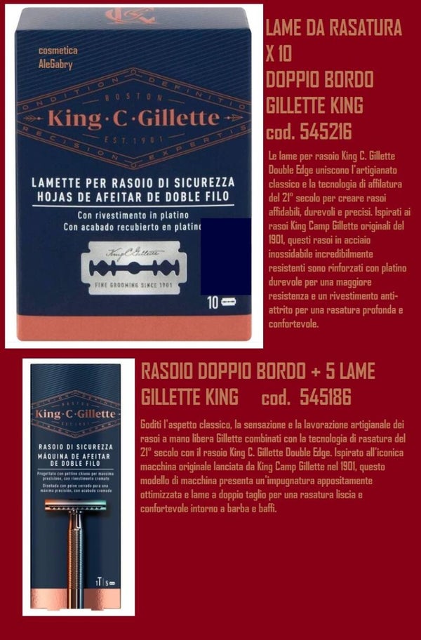 rasoio doppio bordo + lame di ricambio Gillette King