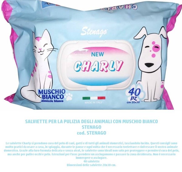 salviette per la pulizia degli animali domestici con muschio bianco Stenago