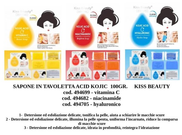 sapone in tavoletta con acido kojico Kiss Beauty