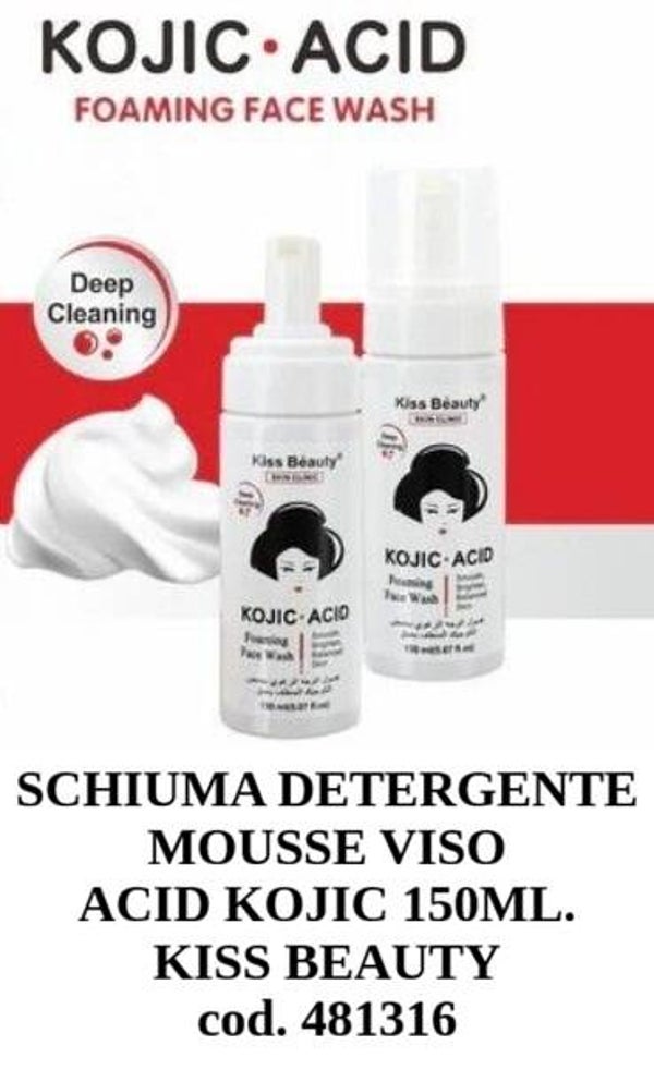 schiuma detergente mousse viso con acido kojico Kiss Beauty