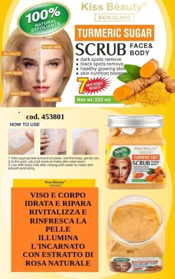 scrub viso e corpo naturale con zucchero e curcuma Kiss Beauty