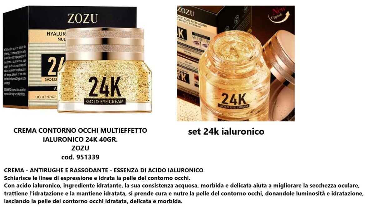 crema viso multi effetto 24K ialuronico Zozu