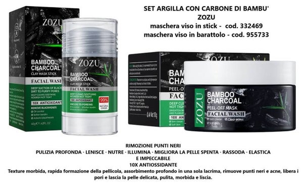 set argilla con carbone di bambù Zozu