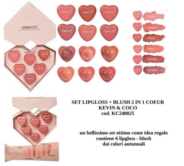 set lipgloss blush cuore Kevin & Coco