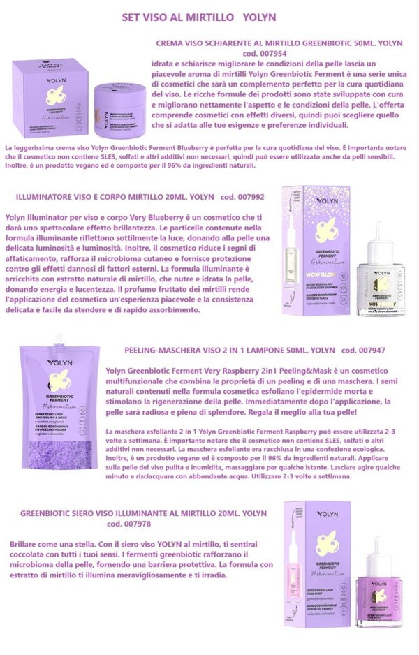 set viso al mirtillo Yolyn