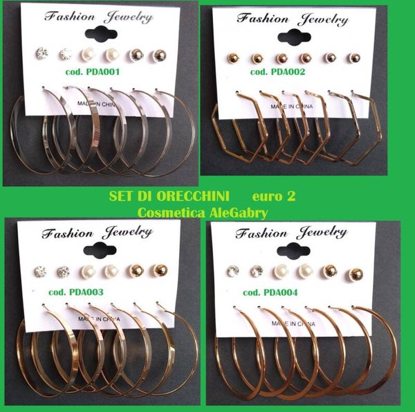 set 6 paia orecchini fashion jewerly