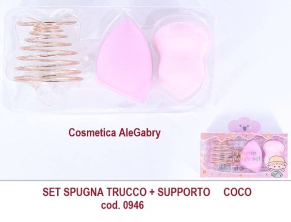 set spugna trucco + supporto Coco