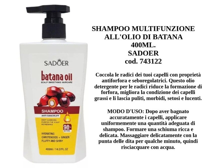 shampoo multifunzione all'olio di batana Sadoer