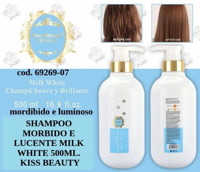 shampoo morbido e lucente bianco latte Kiss Beauty