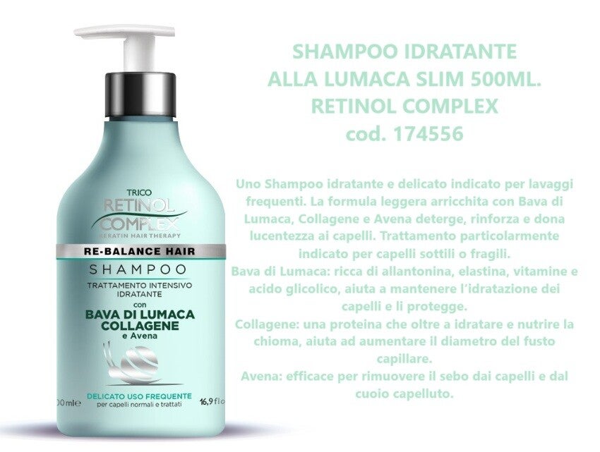 shampoo idratante alla bava di lumaca Retinol Complex