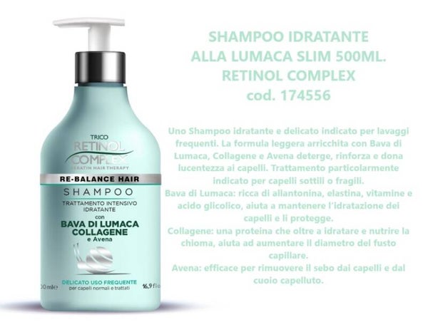 shampoo idratante alla bava di lumaca Retinol Complex
