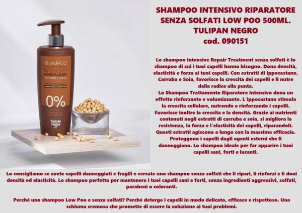 shampoo intensivo riparatore senza solfati low poo Tulipan Negro