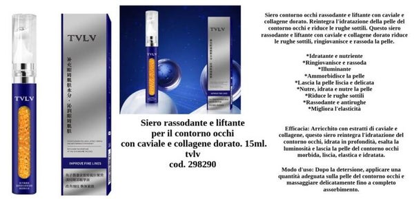 siero rassodante e liftante per il contorno occhi con caviale e collagene dorato Tvlv