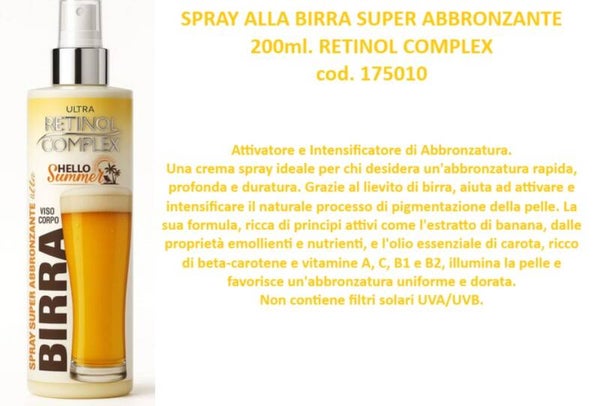 spray alla birra super abbronzante Retinol Complex