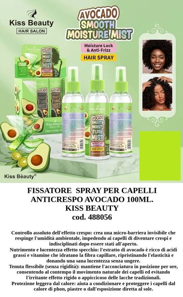 fissatore spray per capelli anticrespo avocado Kiss Beauty