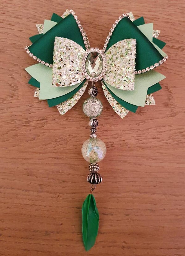 Luxe groene bling strik met hanger
