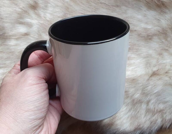 Mok wit met zwarte afwerking