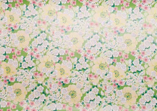 Bloemenprint geel/groen - Print leer