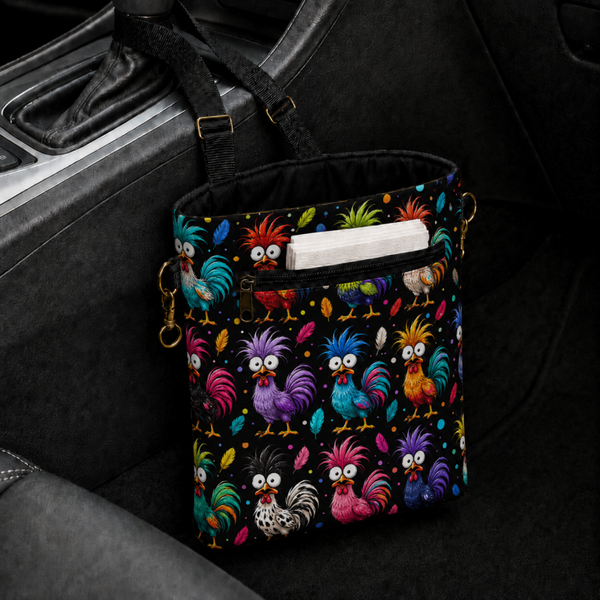 Colorful Crazy Chicken Car Trash Bag