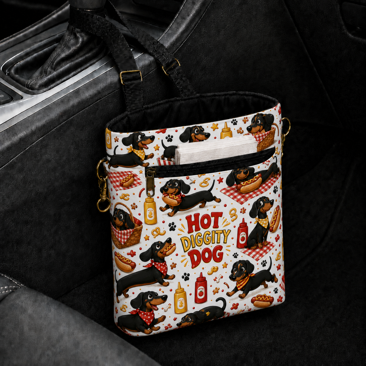 Hot Diggity Dog Dachshund Car Trash Bag