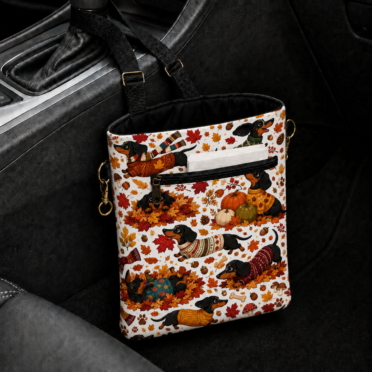Fall Dachshund Car Trash Bag