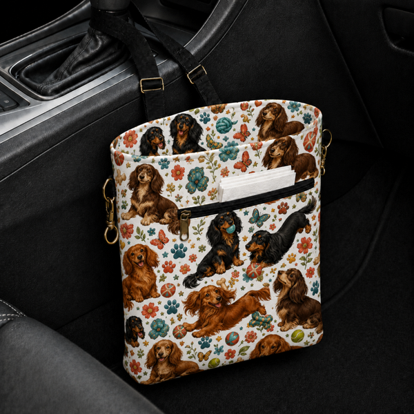 Long-Haired Dachshund Car Trash Bag