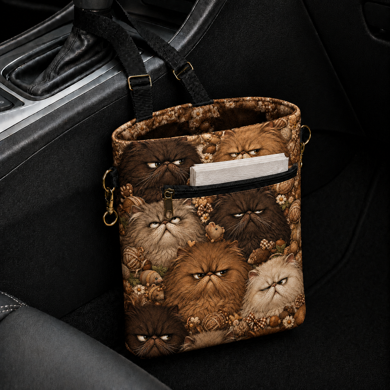 Brown Persian Cat Car Trash Bag