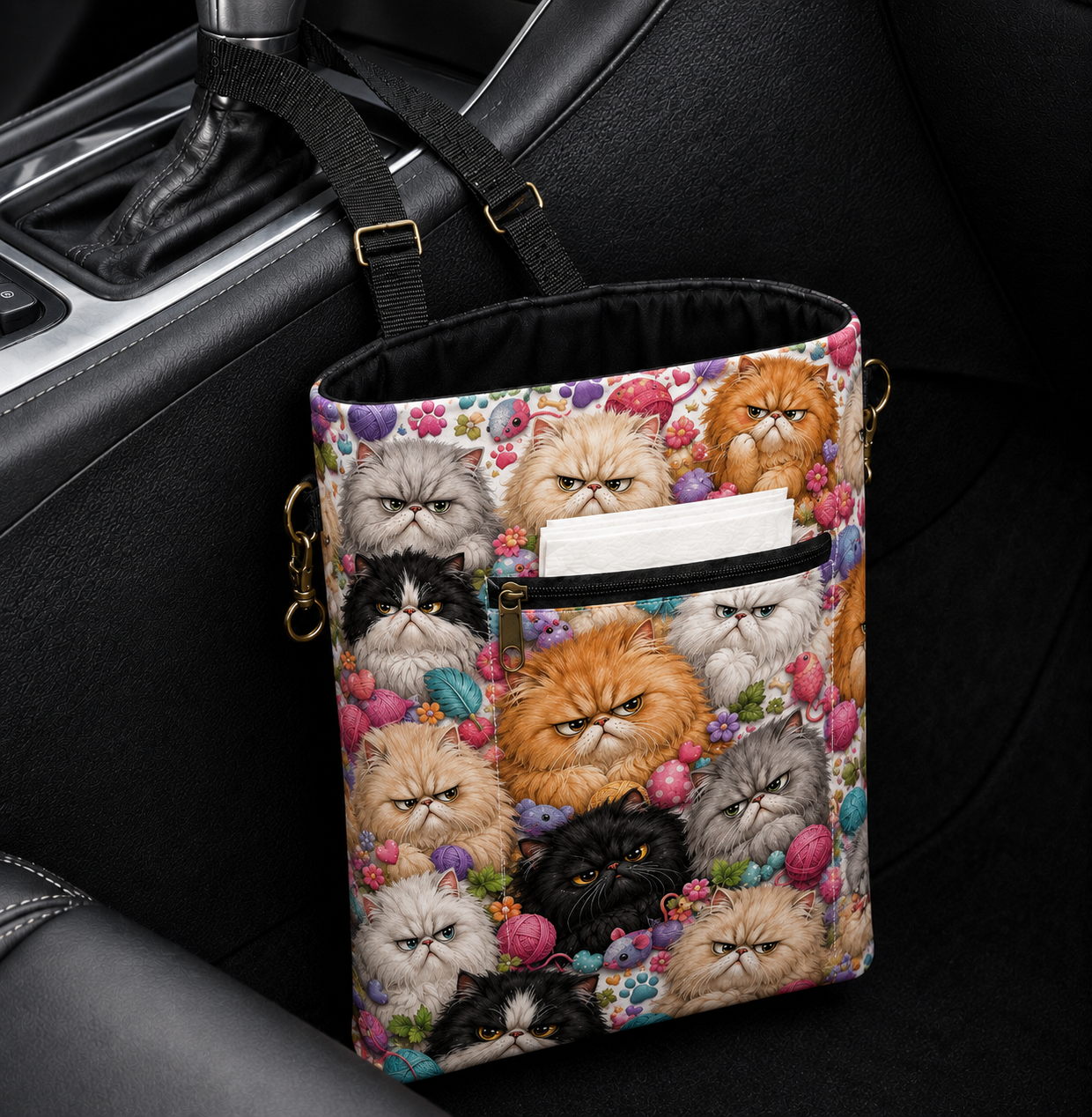 Colorful Persian Cat Car Trash Bag