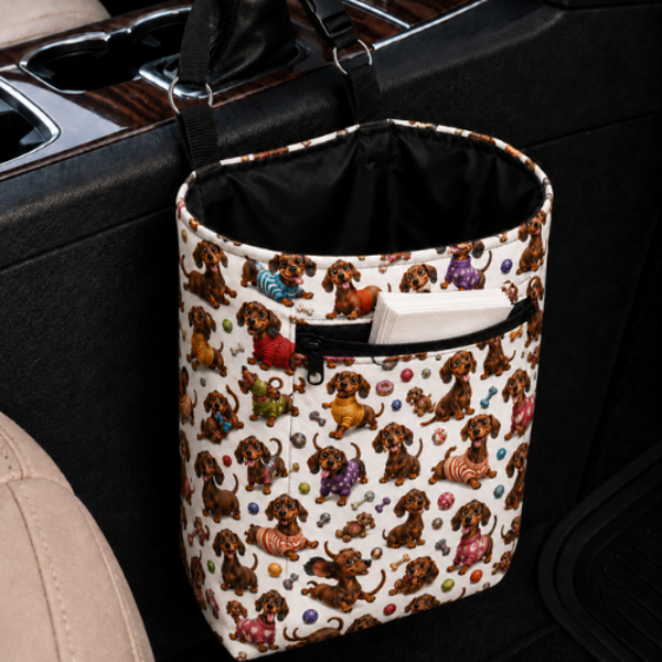 Dachshund Hanging Car Trash Bag | Reusable Car Organizer