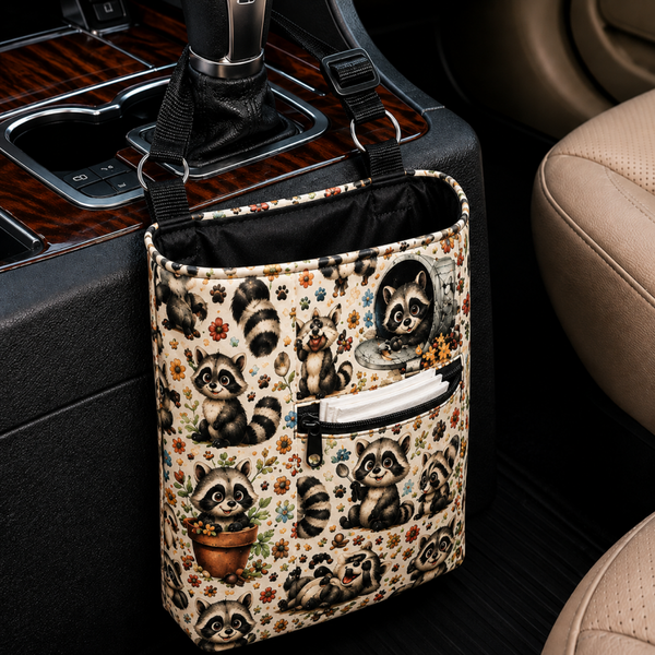 Raccoon Hanging Car Trash Bag | Reusable Car Organizer