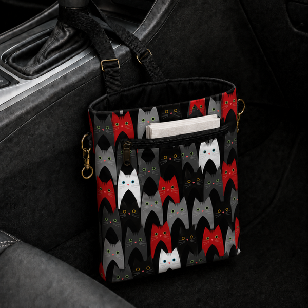 Red and Black Cat Car Trash Bag