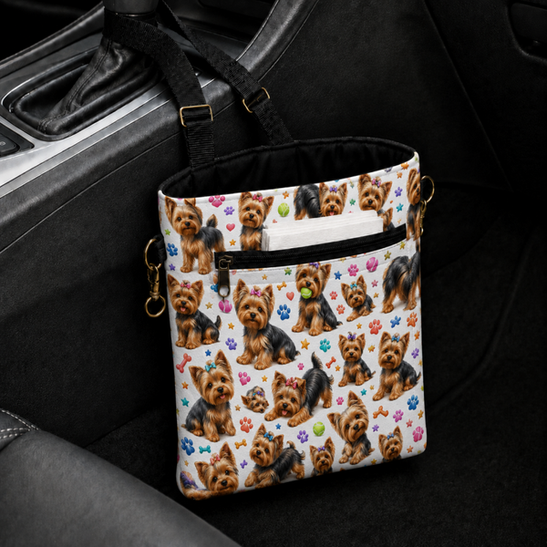 Playful Yorkie Car Trash Bag