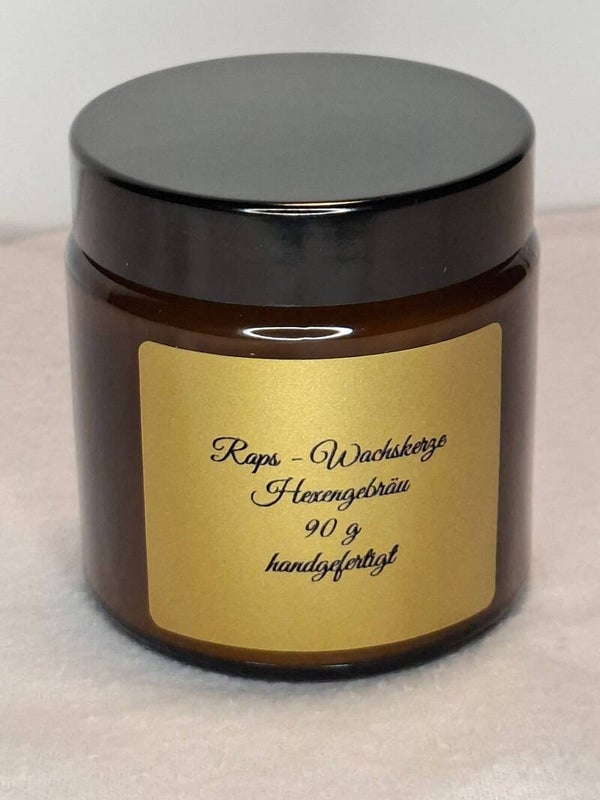 Hexengebräu · Duftkerze aus Rapswachs im Braunglas, 90 g