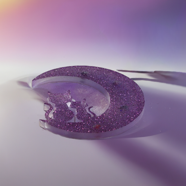 Epoxid - Deko Halbmond mit Katzen