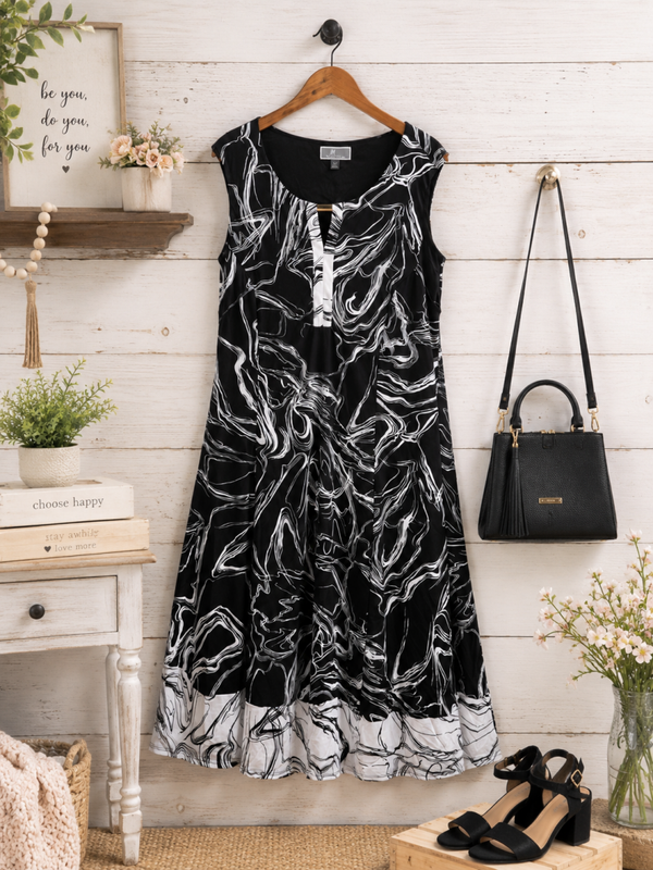 JM Collection black & white print dress Size XL