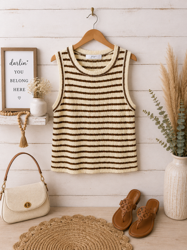 Gaze tan striped tank top Size Medium