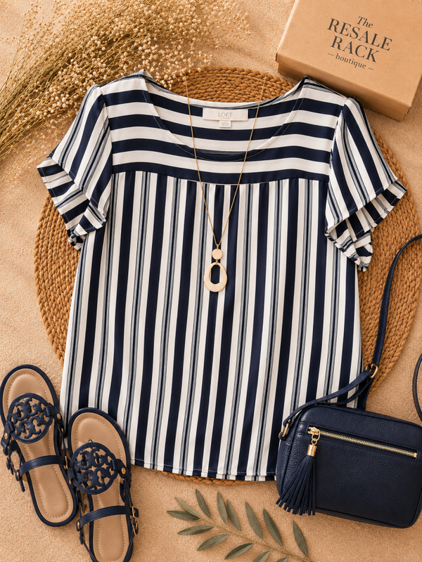 Loft navy striped top Size Large