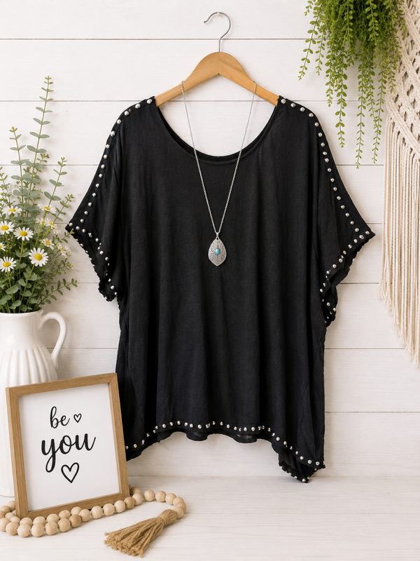 H&M black studded top Size Medium