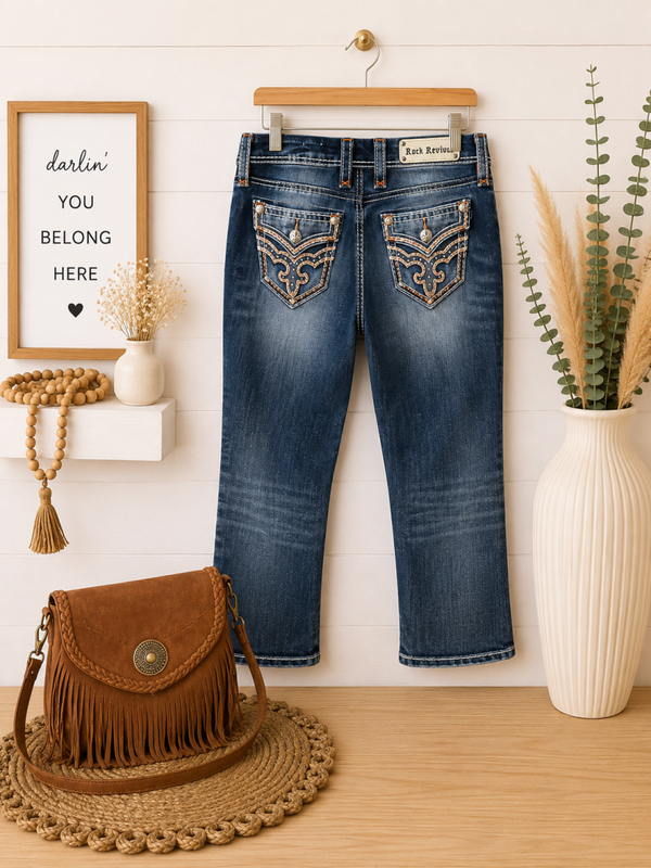 Rock Revival mid rise curvy crop Size 28
