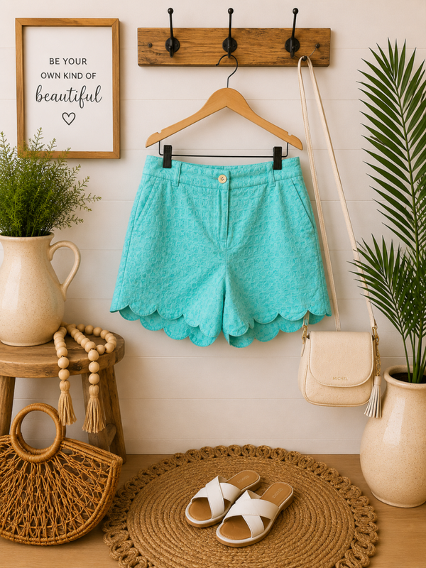 Crown & Ivy Shelby teal green shorts Size 6