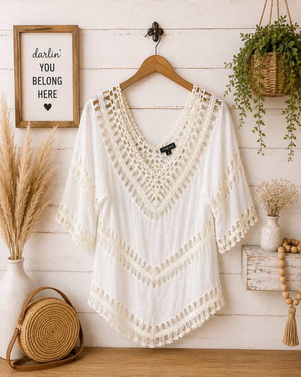 Timiry white knitted sun top Size Small