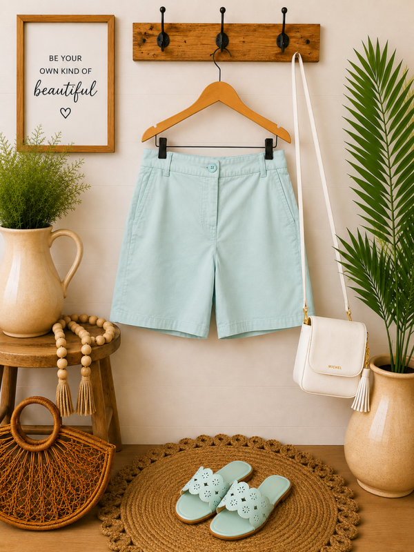 Crown & Ivy Caroline dress shorts light teal Size 6